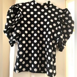 SHEIN polka dot top with puffy sleeves.  Can be worn with jeans & slacks.